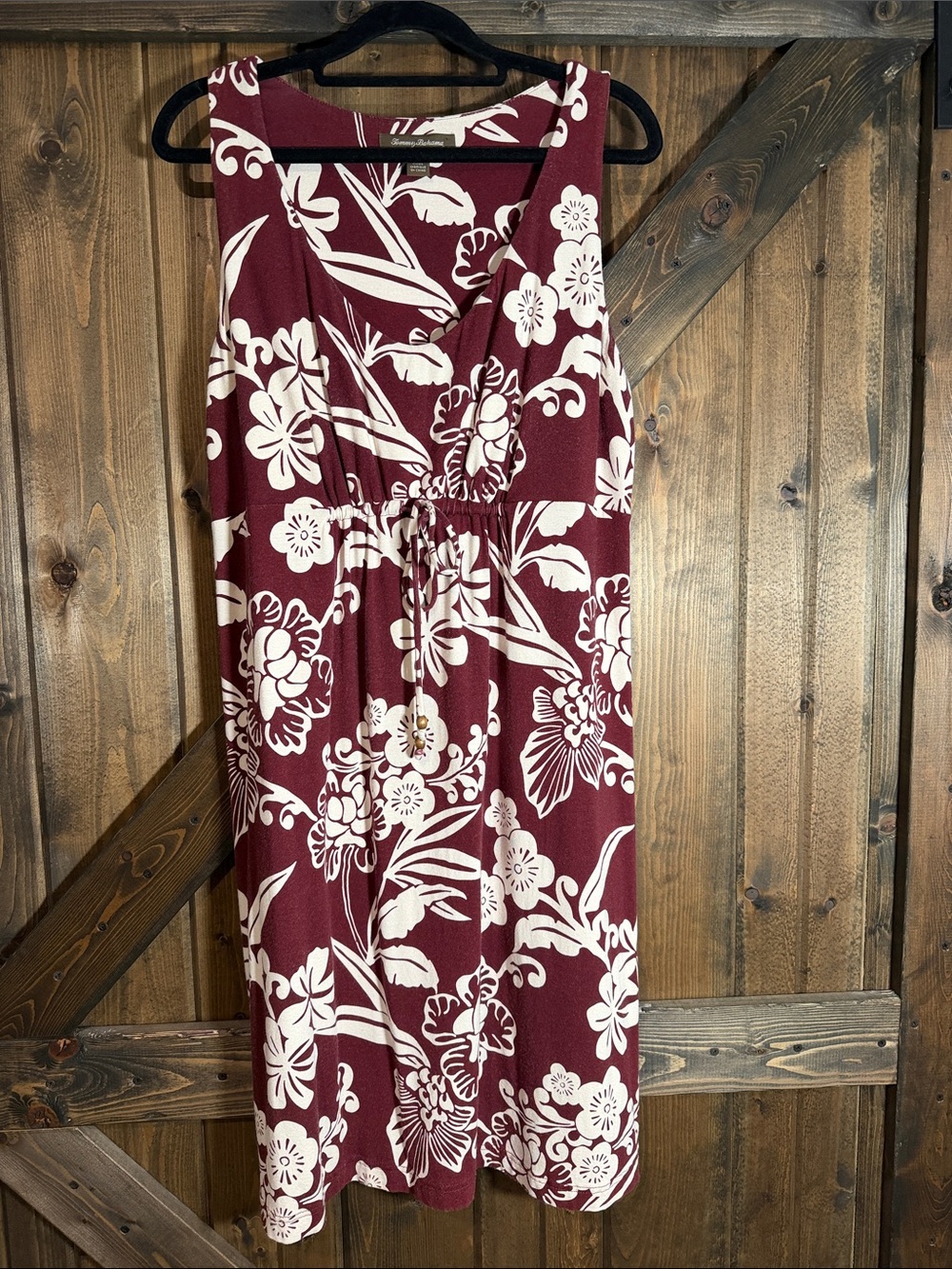 Tommy Bahama Burgundy and Cream Floral Mini Dress
